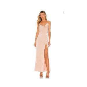 NWT NBD Revolve Lila Gown in Champagne Women's Size S Cowl Neck‎